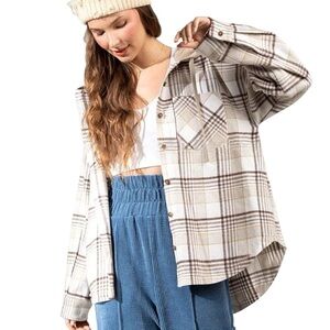 New POL Plaid Oversized Top